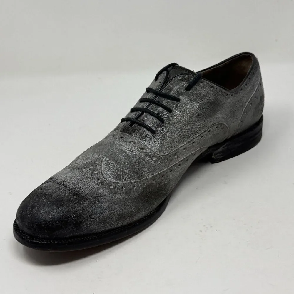John Varvatos Sid Oxford Dress Shoes Mens 12 M Gray Leather Wingtip Brogue